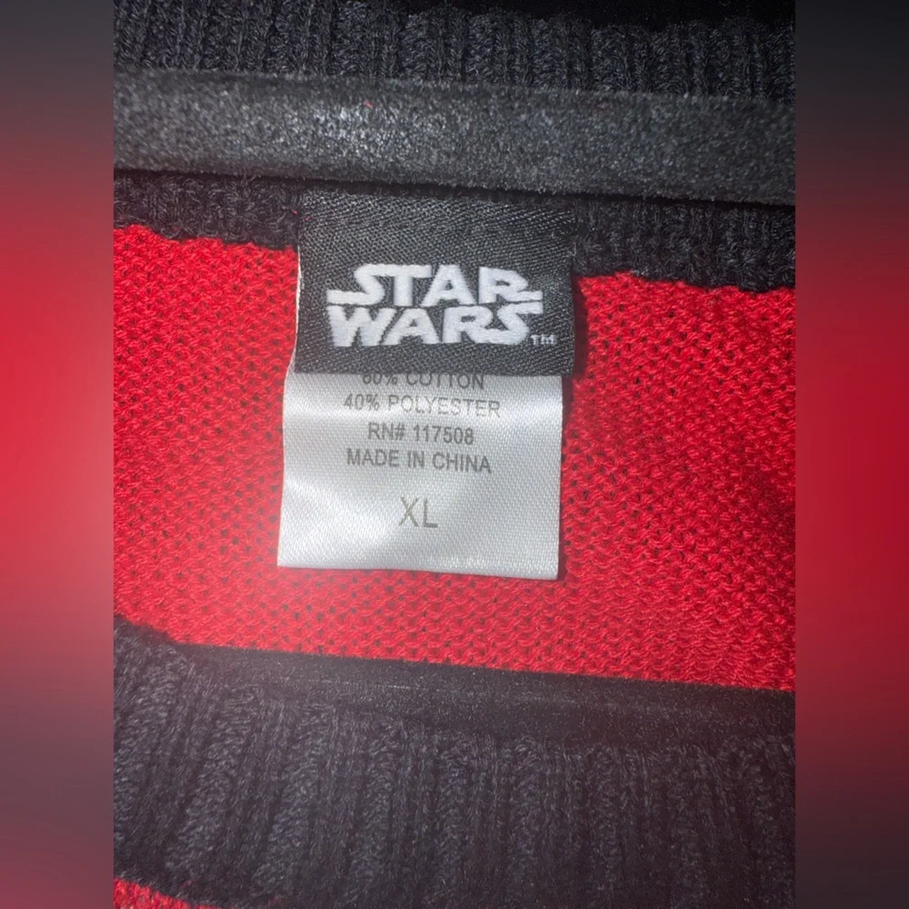 Men’s Star Wars Darth Vader Red and Black Crewneck Sweater NWOT - Picture 6 of 7